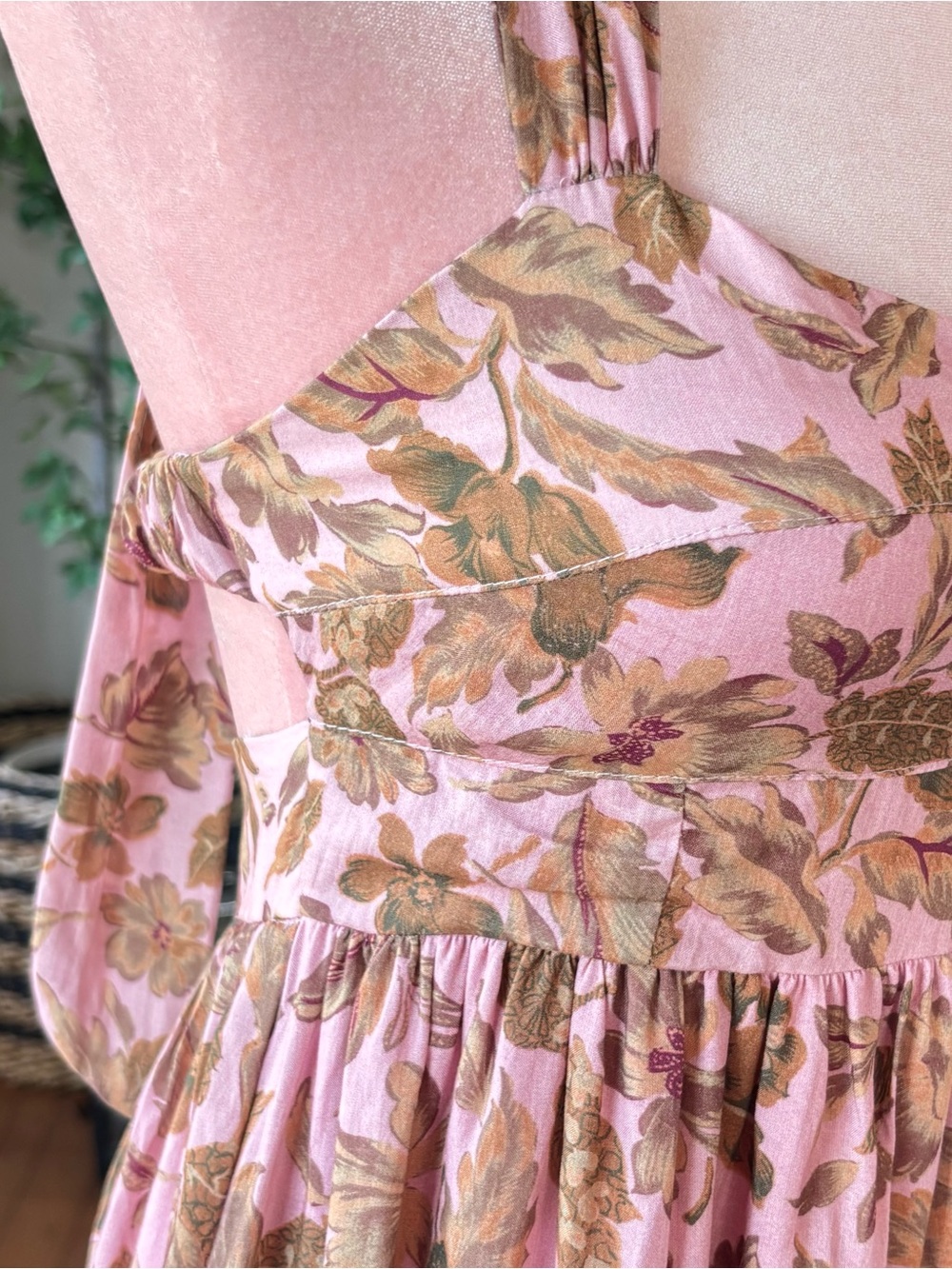 Amalie Pink Floral Tencel Halter Open Back Midi Dress US 2 - Picture 7 of 14